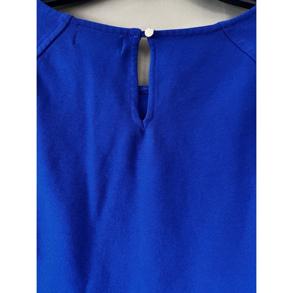 Liz Claiborne Peplum Top - Blue Short Sleeve Career Blouse - Large - Picture 6 of 11